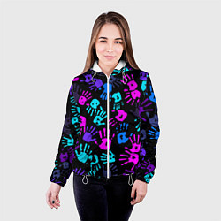 Куртка с капюшоном женская Следы неоновых рук, цвет: 3D-белый — фото 2