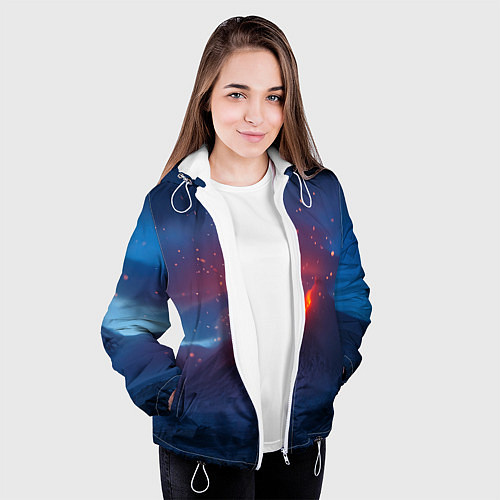 Женская куртка Извержение вулкана ночью / 3D-Белый – фото 3