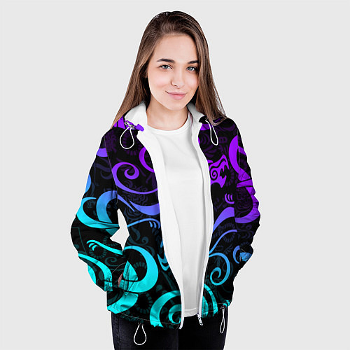 Женская куртка НЕОНОВОЕ ТАТУ ДРАКЕНА УЗОР / 3D-Белый – фото 3