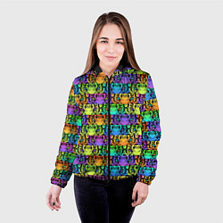 Куртка с капюшоном женская Радужные Тигровые Глаза, цвет: 3D-черный — фото 2