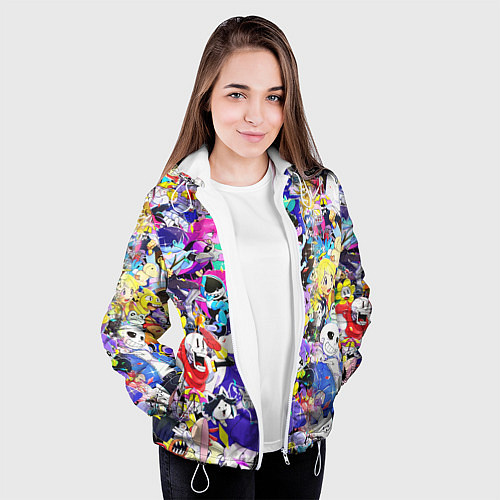 Женская куртка UNDERTALE PATTERN HEROES, ВСЕ ГЕРОИ ИГРЫ / 3D-Белый – фото 3