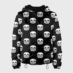 Куртка с капюшоном женская UNDERTALE SANS SKULL FACE PATTERN УЗОР, цвет: 3D-черный