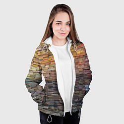 Куртка с капюшоном женская Книжные кирпичики знаний, цвет: 3D-белый — фото 2