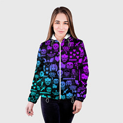 Куртка с капюшоном женская UNDERTALE NEON PATTERN УЗОР, цвет: 3D-белый — фото 2