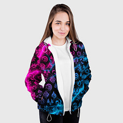 Куртка с капюшоном женская НЕОНОВЫЕ МОЛНИИ, GENSHIN IMPACT NEON, цвет: 3D-белый — фото 2