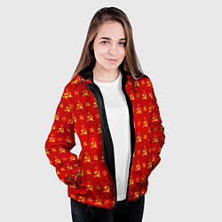 Куртка с капюшоном женская Серп и Молот - СССР, цвет: 3D-черный — фото 2