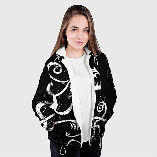 Женская куртка ТАТУИРОВКА ДРАКЕНА WHITE AND BLACK / 3D-Белый – фото 3