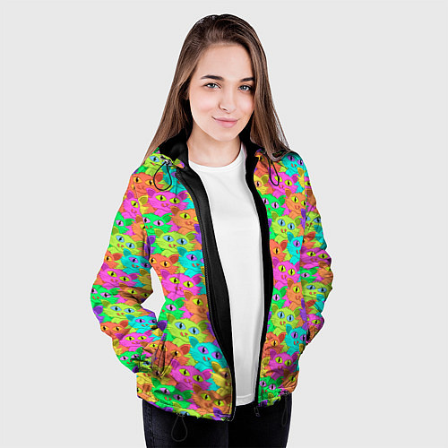 Женская куртка Красочные Котики / 3D-Черный – фото 3
