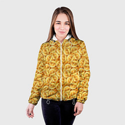 Куртка с капюшоном женская Золотые Биткоины, цвет: 3D-белый — фото 2