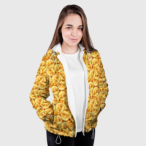 Женская куртка Золотые Биткоины / 3D-Белый – фото 3