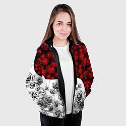 Куртка с капюшоном женская РОЗЫ Красный Волна, цвет: 3D-черный — фото 2
