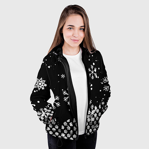 Женская куртка Чёрный клевер снежинки / 3D-Черный – фото 3