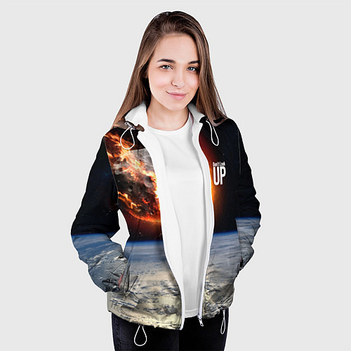 Женская куртка Dont look up! Comets flight! / 3D-Белый – фото 3