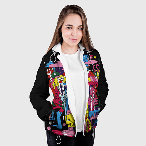 Женская куртка Разноцветные монстры / 3D-Белый – фото 3