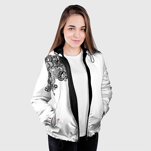 Женская куртка Черно Белые КруЖева / 3D-Черный – фото 3