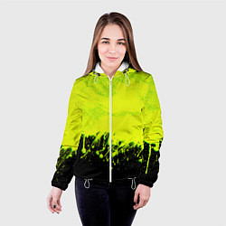 Куртка с капюшоном женская НЕОНОВЫЕ БРЫЗГИ КРАСКИ, цвет: 3D-белый — фото 2