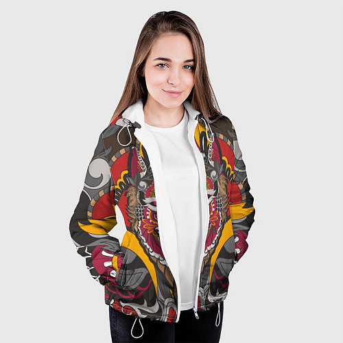 Женская куртка Этника Волк Узоры / 3D-Белый – фото 3