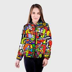 Куртка с капюшоном женская Romero Britto - love collage, цвет: 3D-черный — фото 2