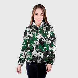 Куртка с капюшоном женская Зелено-черный камуфляж, цвет: 3D-белый — фото 2
