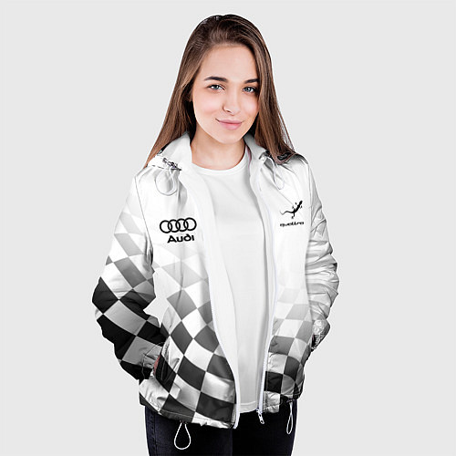 Женская куртка Audi Quattro, Ауди Кватро, Финишный флаг / 3D-Белый – фото 3