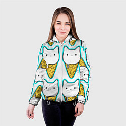 Куртка с капюшоном женская Гигантские коты мороженое, цвет: 3D-белый — фото 2