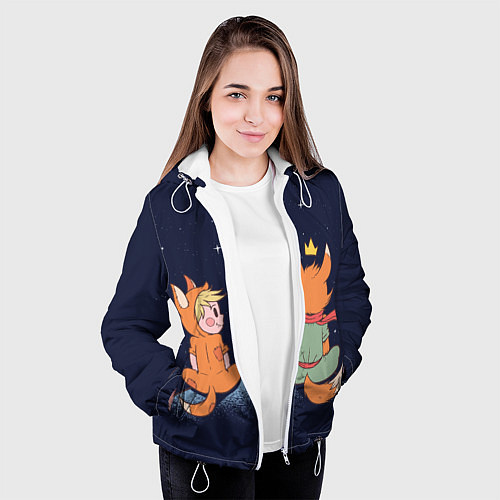 Женская куртка Маленький принц и лис смотрят на небо / 3D-Белый – фото 3