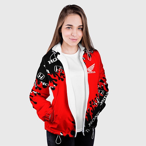 Женская куртка Honda нарисованный огонь / 3D-Белый – фото 3