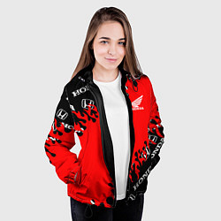 Куртка с капюшоном женская Honda нарисованный огонь, цвет: 3D-черный — фото 2