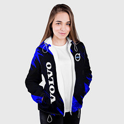 Куртка с капюшоном женская Volvo авто текстура, цвет: 3D-белый — фото 2