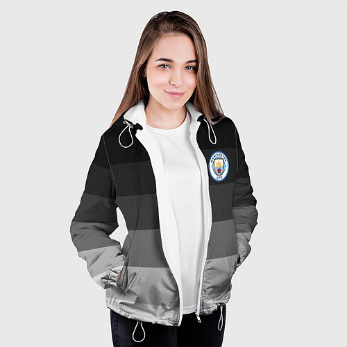 Женская куртка Манчестер Сити, Manchester City, Серый градиент / 3D-Белый – фото 3
