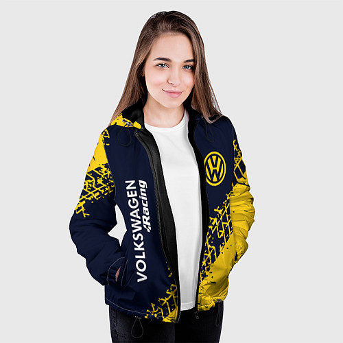 Женская куртка VOLKSWAGEN RACING - Следы Шин / 3D-Черный – фото 3