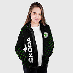 Куртка с капюшоном женская Skoda Шкода Полосы, цвет: 3D-черный — фото 2