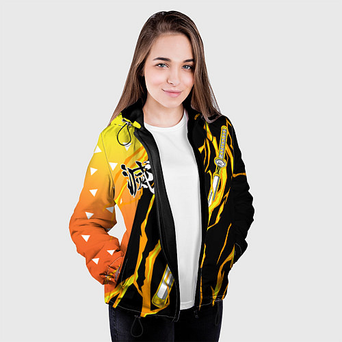 Женская куртка Kisatsutai - Zenitsu Agatsuma / 3D-Черный – фото 3