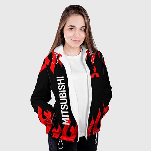 Женская куртка Mitsubish: Нарисованный огонь / 3D-Белый – фото 3