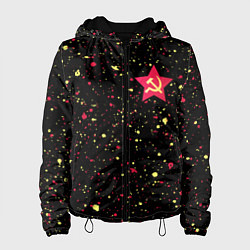 Куртка с капюшоном женская СОВЕТСКИЙ СОЮЗ - СЕРП И МОЛОТ - Краски, цвет: 3D-черный