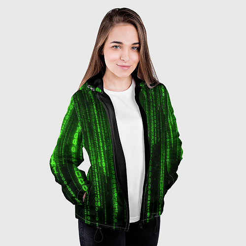 Женская куртка Бегущий по коду / 3D-Черный – фото 3