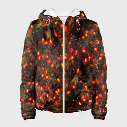 Куртка с капюшоном женская Новогодняя стена, цвет: 3D-белый