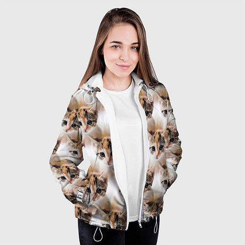 Женская куртка Маленький котенок паттерн / 3D-Белый – фото 3