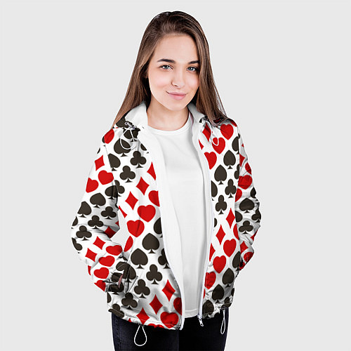 Женская куртка Карточные Масти Card Suits / 3D-Белый – фото 3