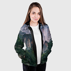 Куртка с капюшоном женская Горы лес каньон, цвет: 3D-черный — фото 2