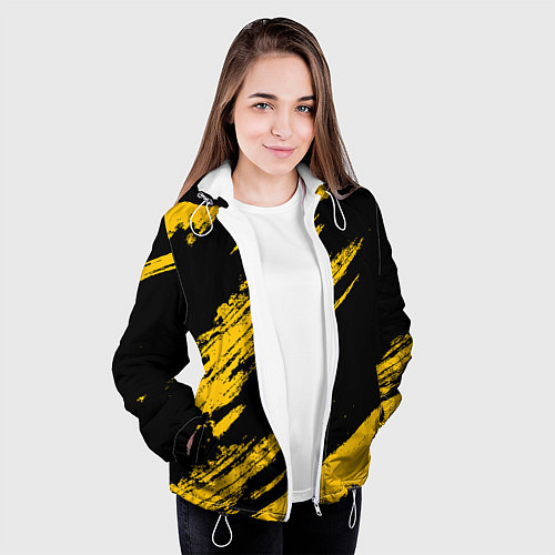 Женская куртка BLACK AND YELLOW GRUNGE ГРАНЖ / 3D-Белый – фото 3
