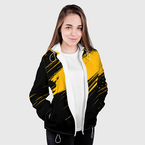 Женская куртка Black and yellow grunge / 3D-Белый – фото 3