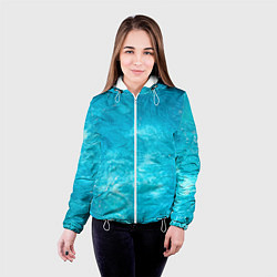 Куртка с капюшоном женская Голубой океан Голубая вода, цвет: 3D-белый — фото 2