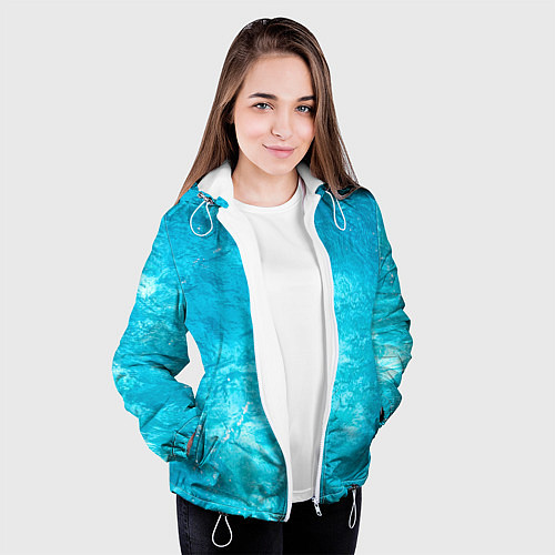Женская куртка Голубой океан Голубая вода / 3D-Белый – фото 3