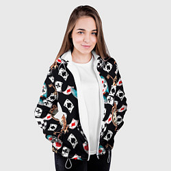 Куртка с капюшоном женская Алиса в стране чудес - карты, цвет: 3D-белый — фото 2