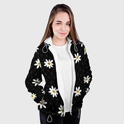 Куртка с капюшоном женская Daisies Ромашки, цвет: 3D-белый — фото 2