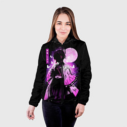 Куртка с капюшоном женская Шинобу Кочо силуэт Клинок рассекающего демона, цвет: 3D-черный — фото 2