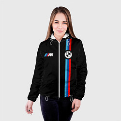 Куртка с капюшоном женская БМВ 3 STRIPE BMW, цвет: 3D-белый — фото 2