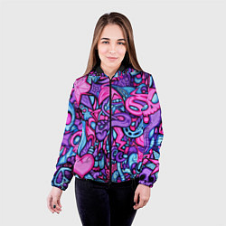 Куртка с капюшоном женская Acid graffiti with skulls, цвет: 3D-черный — фото 2