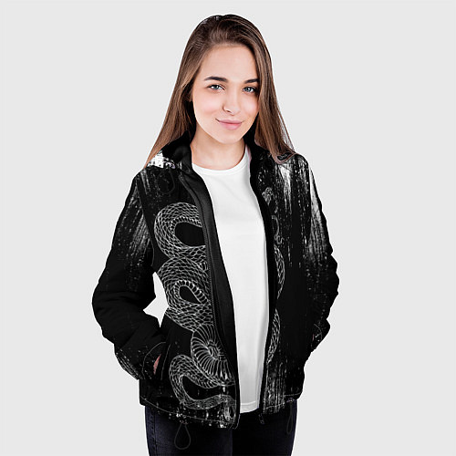 Женская куртка Snake Краски Змея ЧБ / 3D-Черный – фото 3